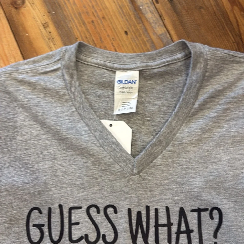 Gildan Gray Chicken Graphic Tee V Neck - Picture 2 of 3